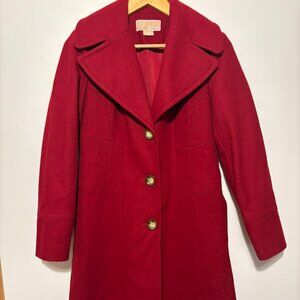 Michael Kors Wool Blend Pea Coat Scarlet Red Size 4 Knee Length